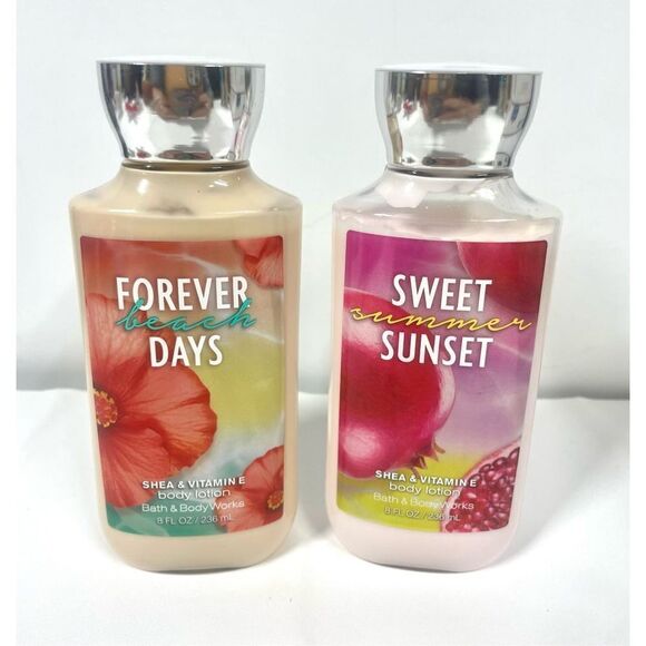 Bath & Body Works FOREVER BEACH DAYS & SWEET SUMMER SUNSET Lotion 8 fl oz Rare - Picture 1 of 2